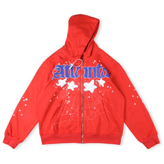 Sp5der Atlanta Zip Up Hoodie Red