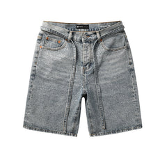 Purple Brand Crystal Diamond Denim Shorts #5096