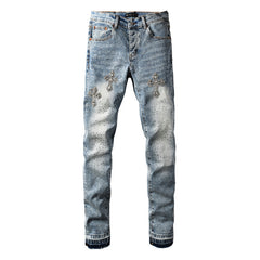 Purple Brand Crystal Diamond Jeans #9132