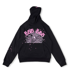 SP5DER 555 Web "Black/Pink" Hoodie