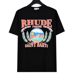 Rhude 23ss Paradis Tropical Beach Print T-Shirt