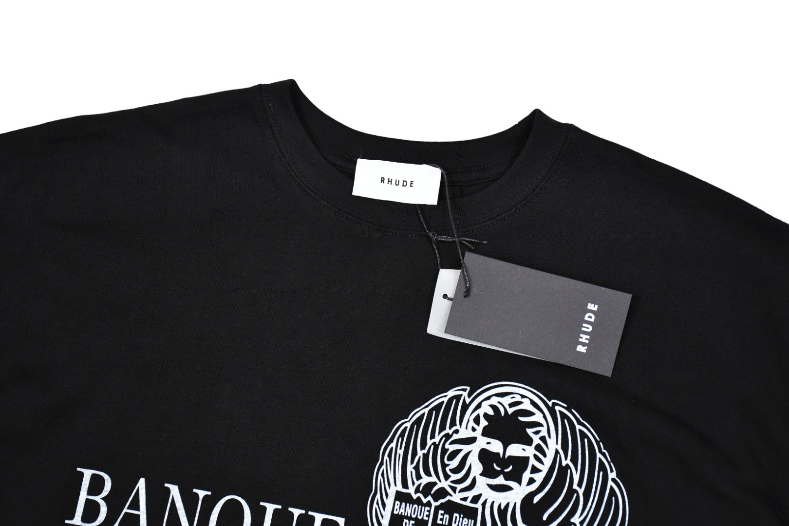 Rhude 23ss of Banque bank LOGO old print T-shirt