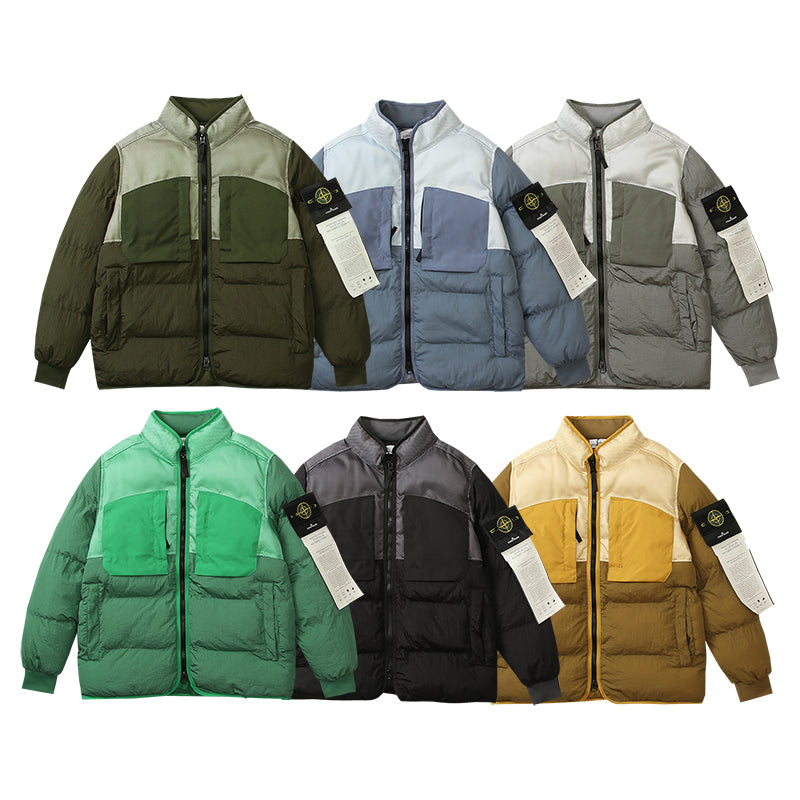 STONE ISLAND Multi-element patchwork down jacket