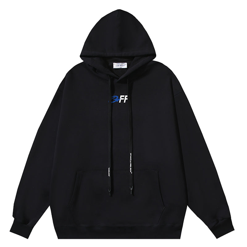 Off White Logo Embroidered Drawstring Hoodie