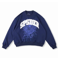 Sp5der Varsity Web Crewneck Sweatshirt Navy