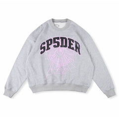 Sp5der Varsity Web Crewneck Heather Sweatshirt Grey
