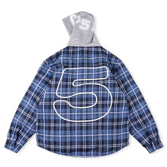 Sp5der Hooded Zip Flannel Shirt Jacket