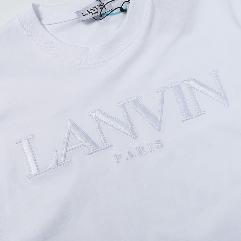 LANVIN Letter Embroidery Logo T-Shirt White