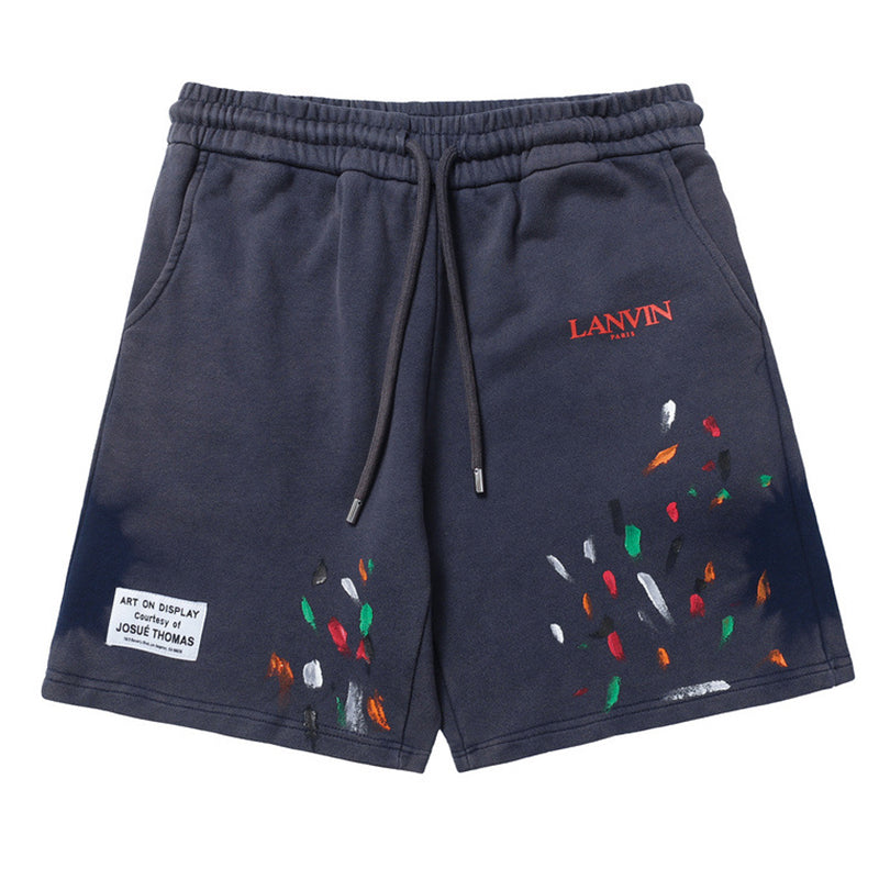 LANVIN Splash ink sports Shorts Navy blue