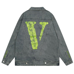 VLONE embroidered letter denim jacket