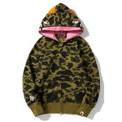 BAPE Double-Hat Camo Shark Hoodies