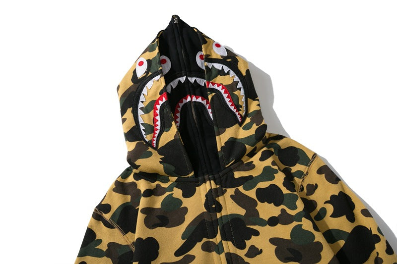 BAPE Double-Hat Camo Shark Hoodies