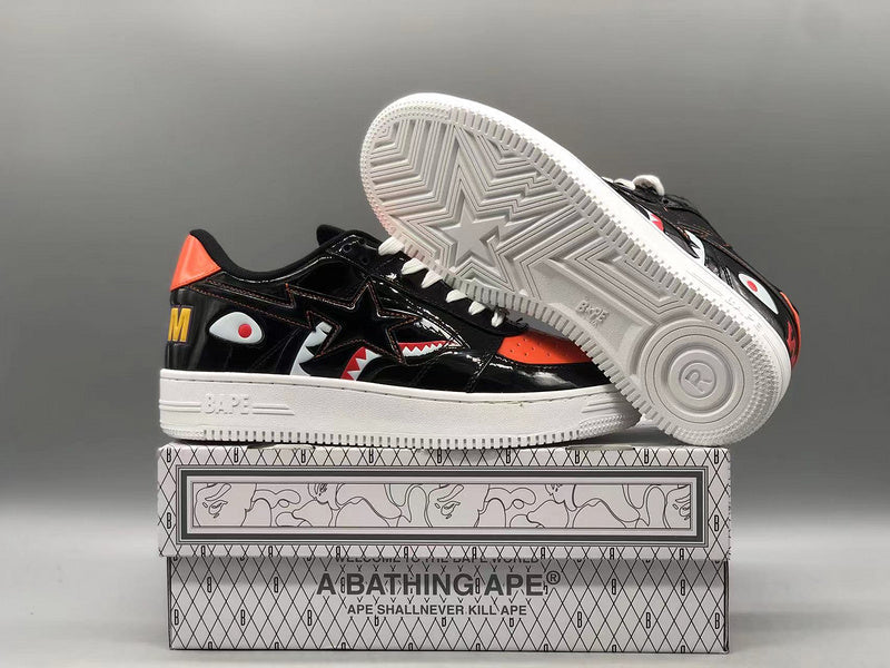 A Bathing Ape Bape Sta Low Mad Shark Black Orange