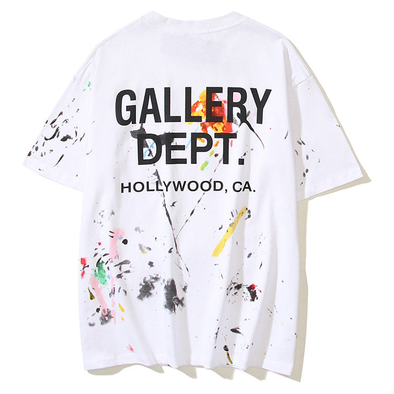 GALLERY DEPT. Paint-Splattered Logo-Print Cotton-Jersey T-Shirt