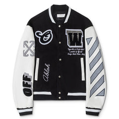 OFF WHITE Leather wool Varsity Jacket