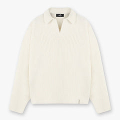 Represent Minimalist Solid Color Lapel Knit Sweater