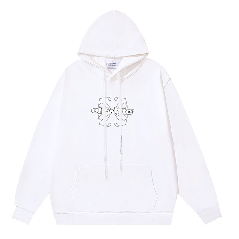 Off White Logo Drawstring Hoodie