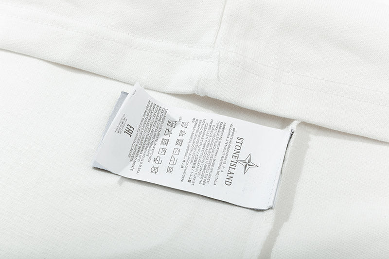 STONE ISLAND White Cotton Logo Print T-Shirt