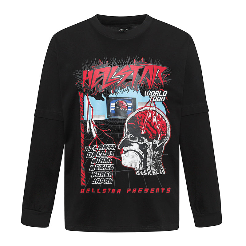 Hellstar Studios Designer Graphic Print Long Sleeve Tee