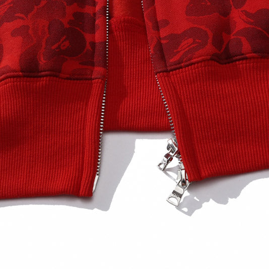 Bape red shark full zip hoodie