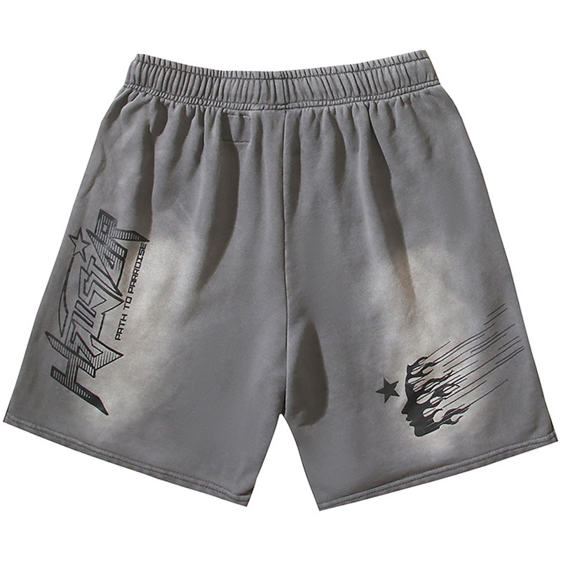 Hellstar Grey Flame Shorts