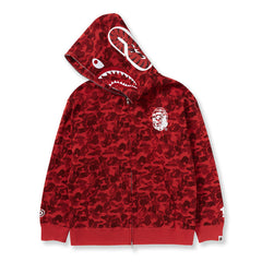 Bape red shark full zip hoodie