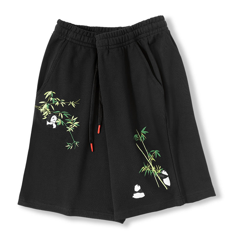 Panda Embroidered Casual Shorts