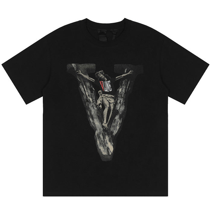 VLONE X Saint religious figures big V print T-Shirt