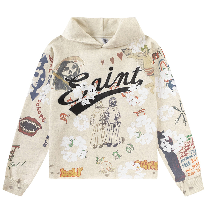 SAINT MICHAEL kapok graffiti print Hoodies