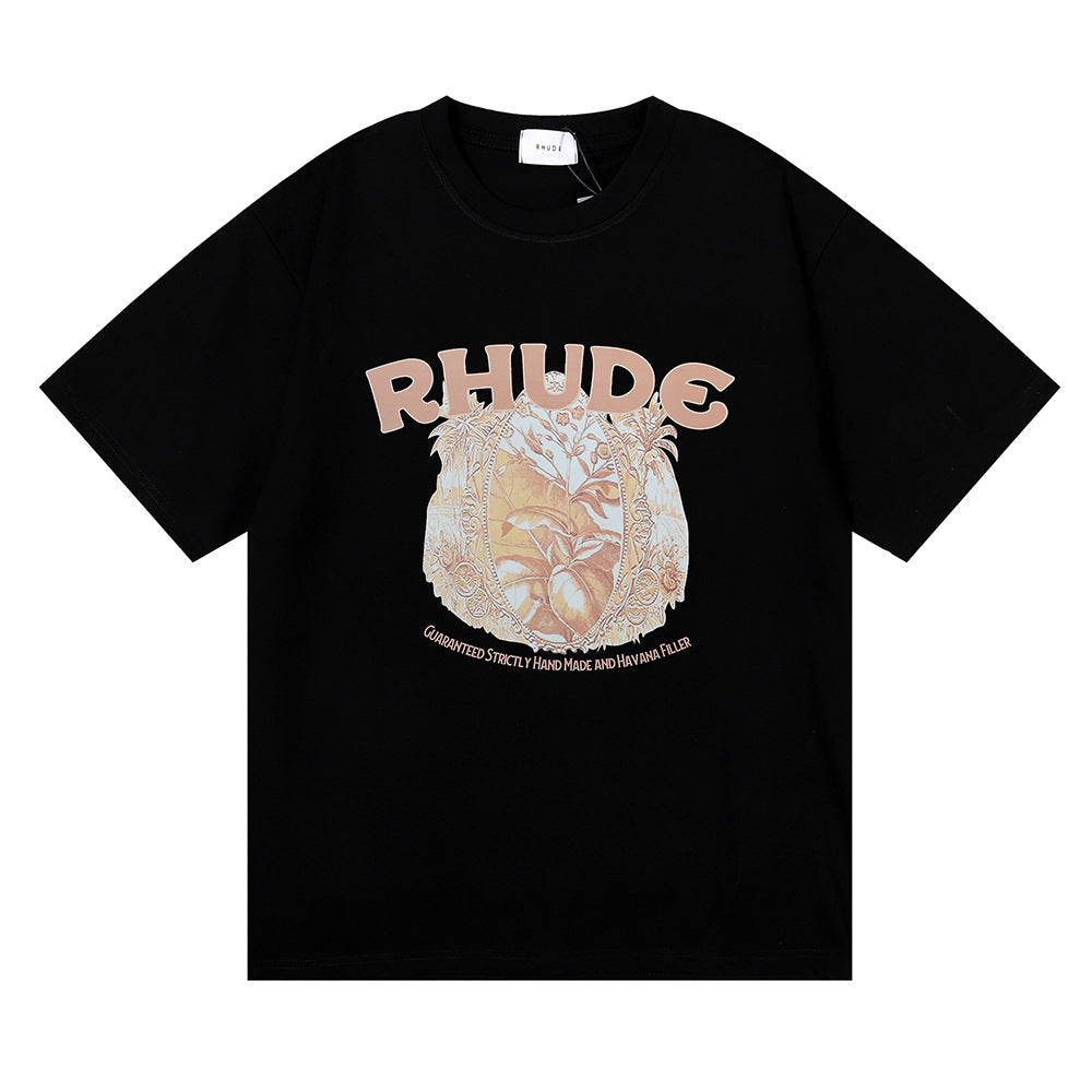 RHUDE letter wheat ear fruit print T-shirts