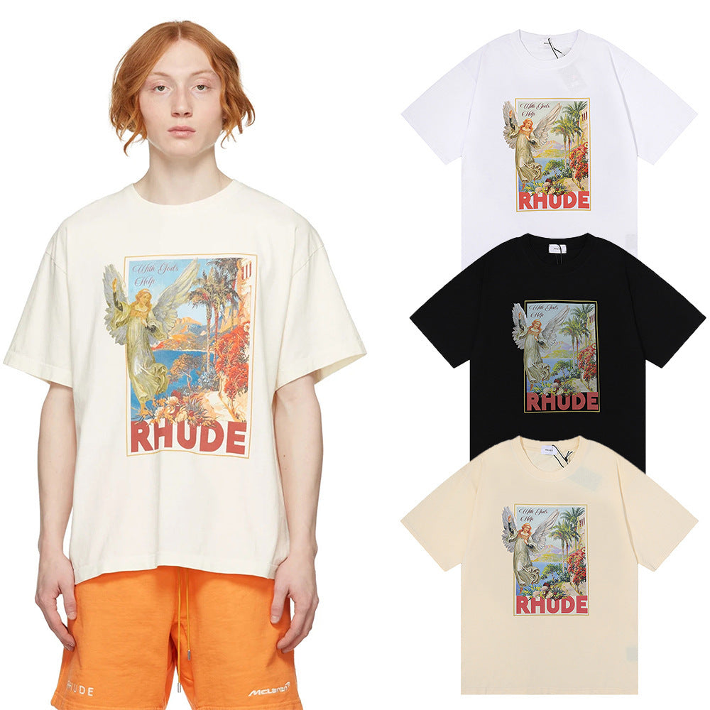 RHUDE Micro Logo Angel Letter Print T-Shirt