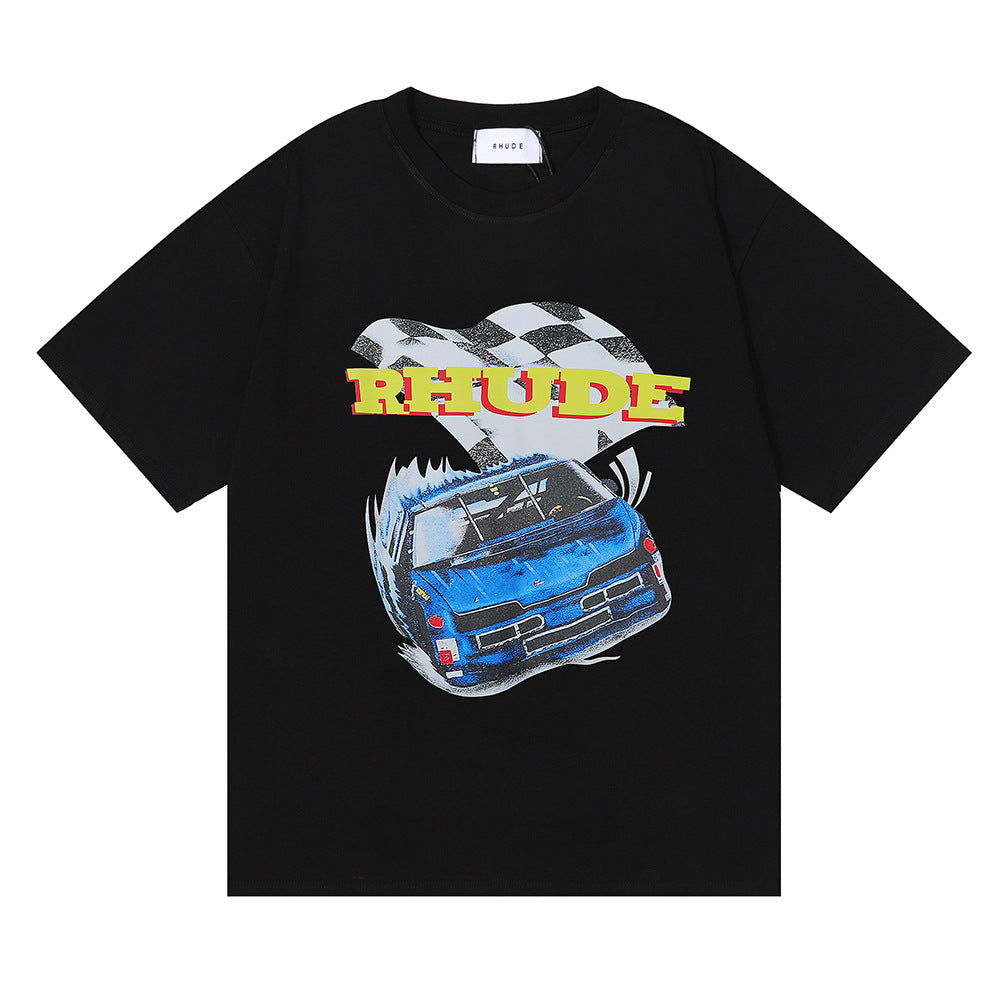 RHUDE micro-logo letter racing print T-shirt