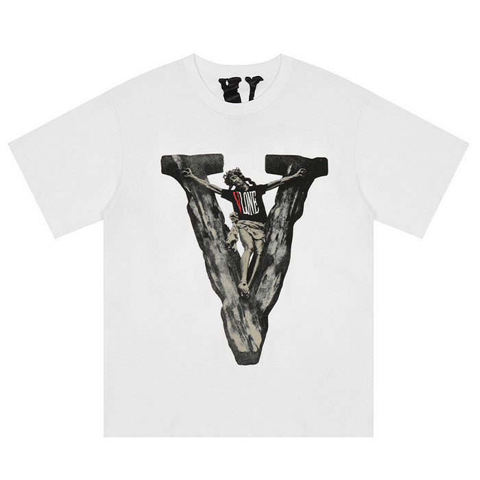 VLONE X Saint religious figures big V print T-Shirt