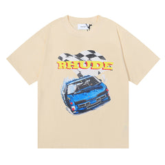 RHUDE micro-logo letter racing print T-shirt