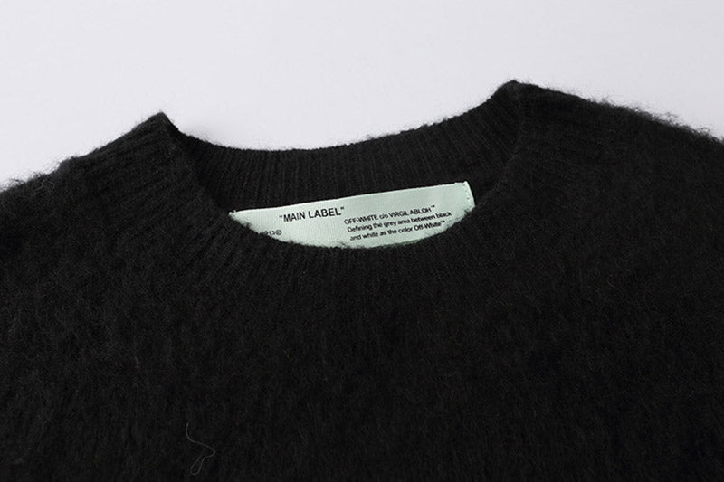 OFF WHITE Arrow pattern mohair crew neck sweater