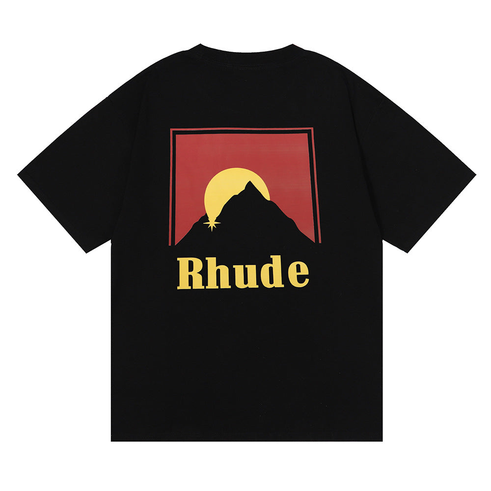 RHUDE Lettering Sunset Graphic T-Shirt Wine red