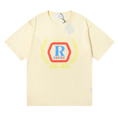 RHUDE micro-label wheat ear letter printing t-shirt