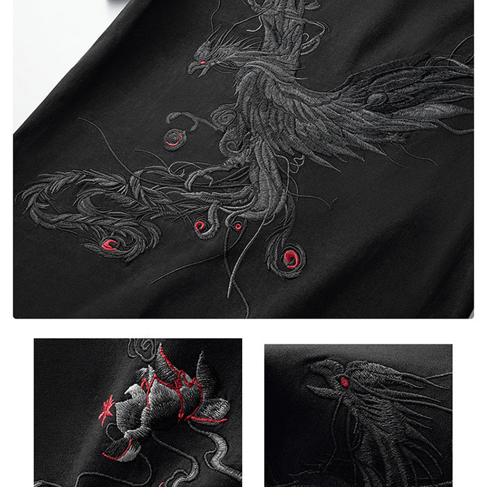 Chinese style men's phoenix embroidery shirt