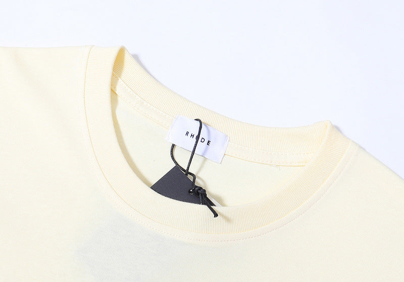 RHUDE micro-label wheat ear letter printing t-shirt