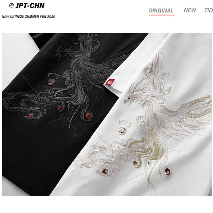 Chinese style men's phoenix embroidery shirt