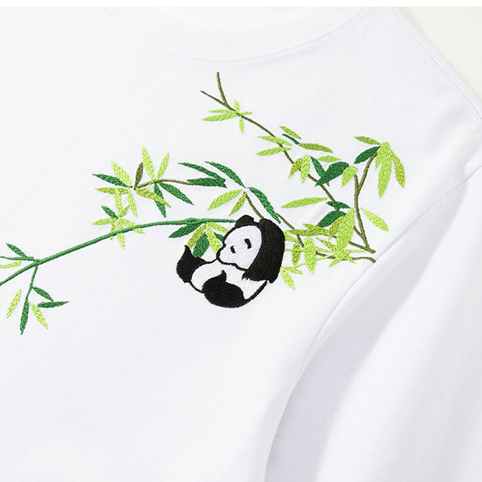 Vintage summer panda embroidered t-shirt