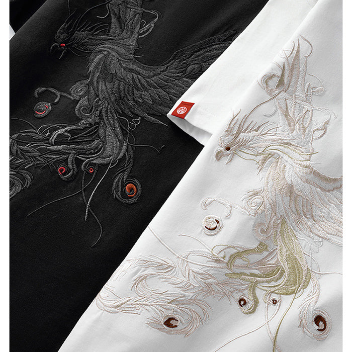 Chinese style men's phoenix embroidery shirt