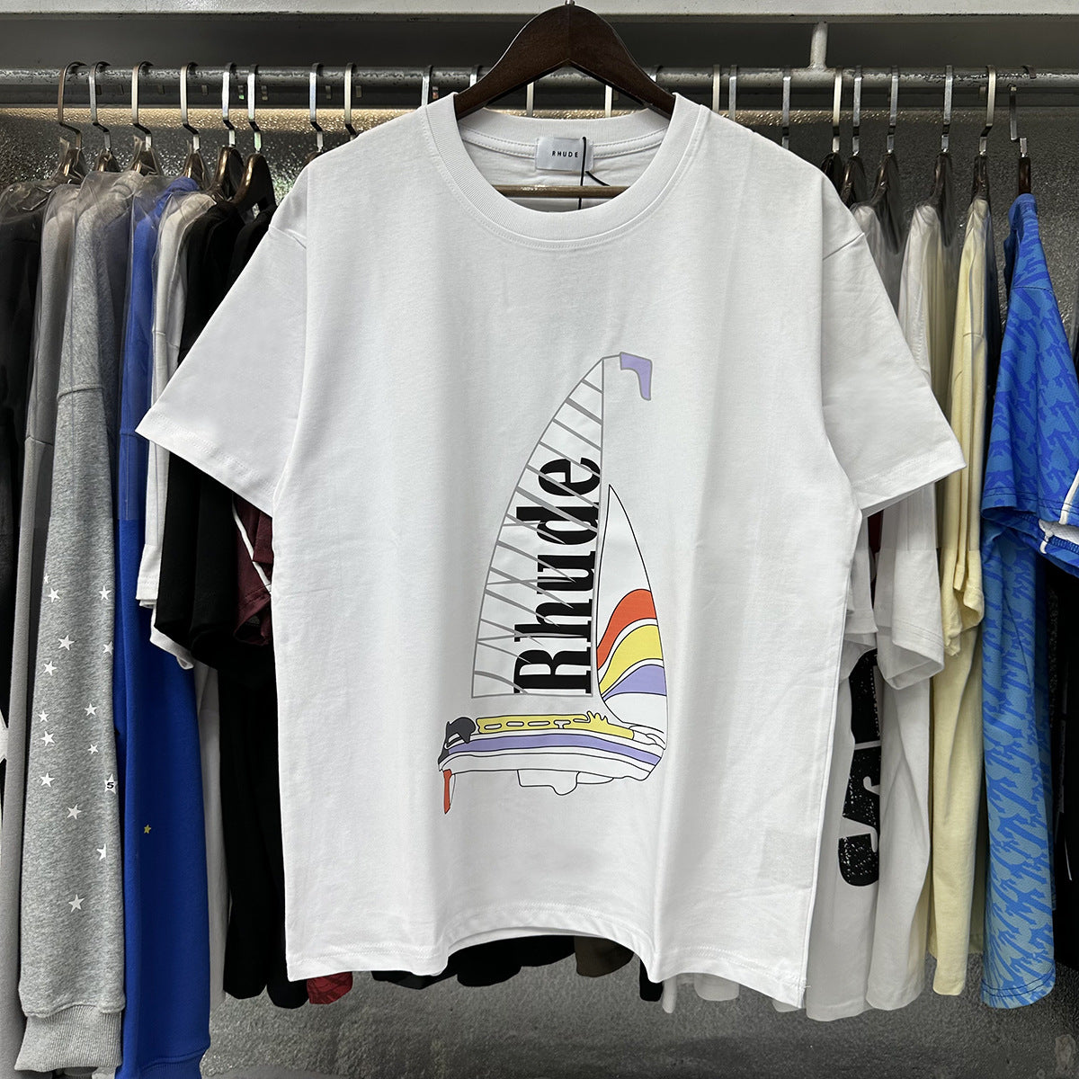 RHUDE Catamaran Champion Cotton T-Shrit