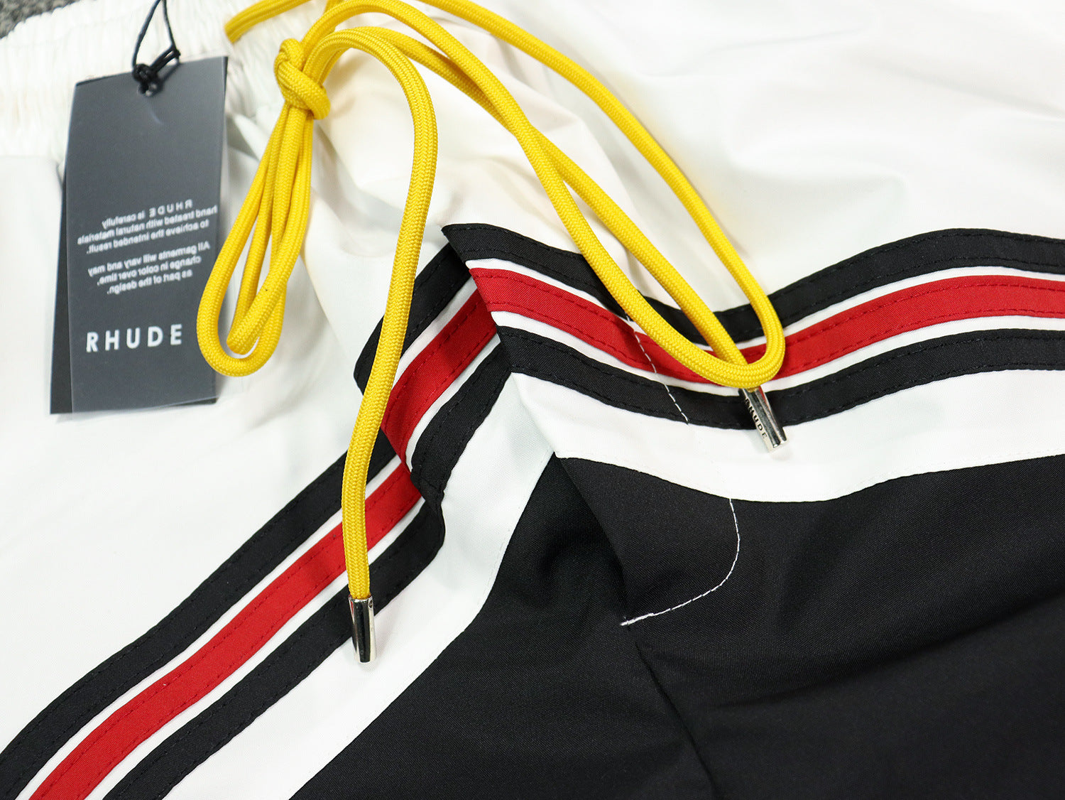 RHUDE embroidered stripe color block casual shorts