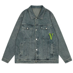 VLONE embroidered letter denim jacket