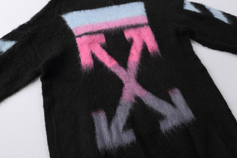 OFF WHITE Arrow pattern mohair crew neck sweater