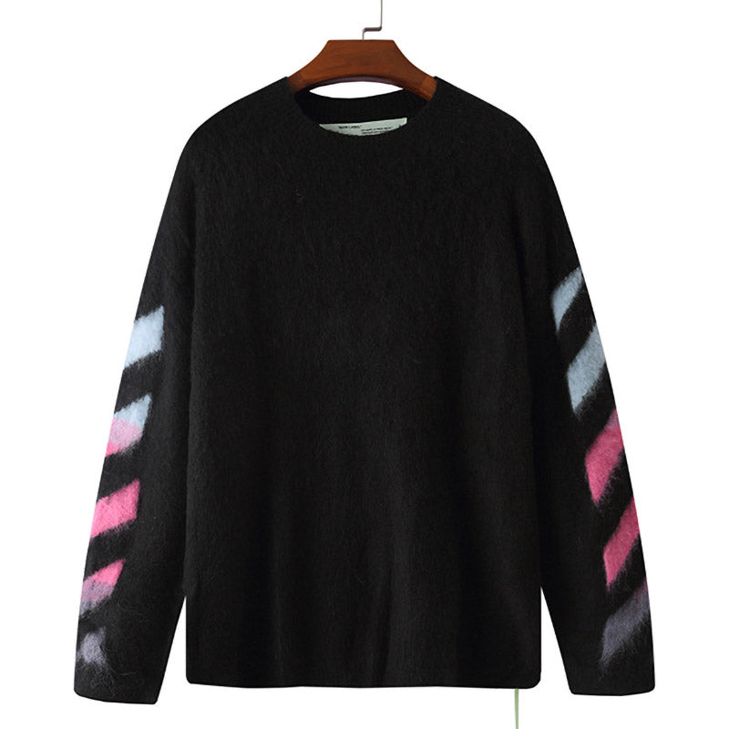 OFF WHITE Arrow pattern mohair crew neck sweater