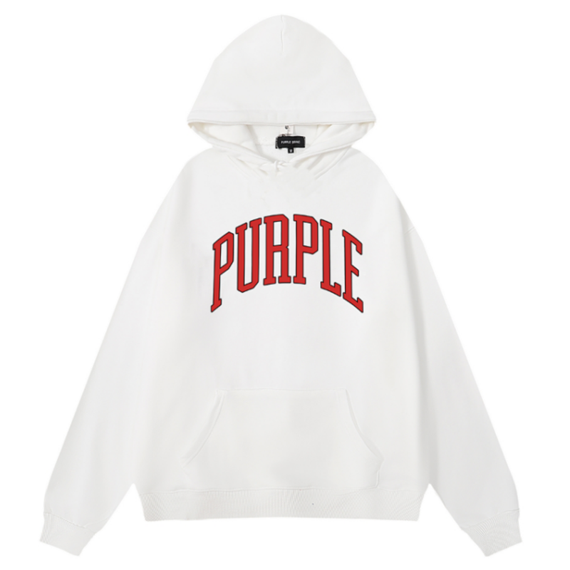 Purple Brand Logo Pattern Printed Hoodie