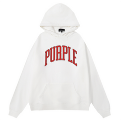 Purple Brand Logo Pattern Printed Hoodie