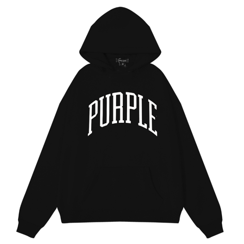 Purple Brand Logo Pattern Printed Hoodie